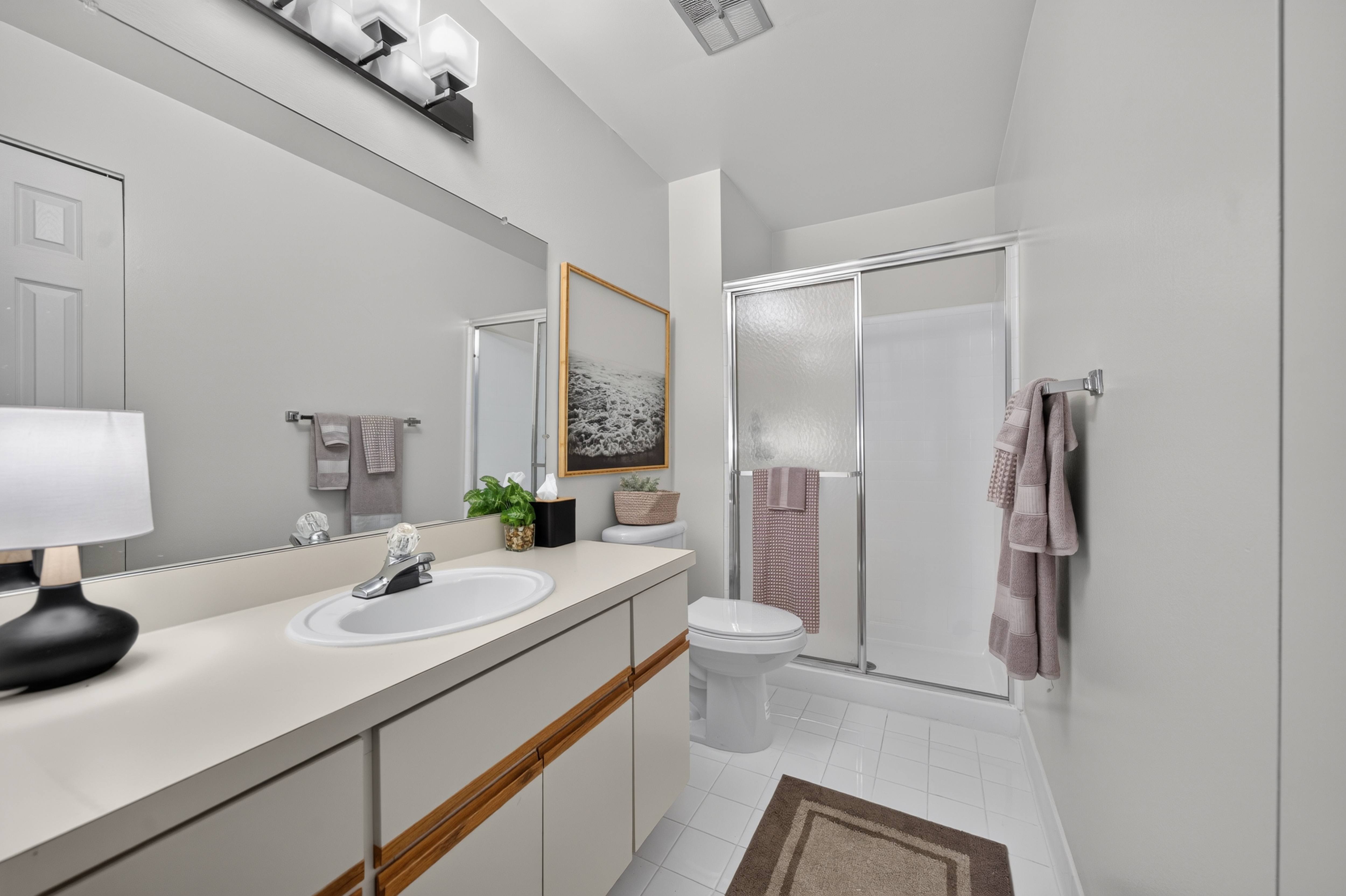 Spacious bathroom with ample storage at Park Lane Apartments in Southfield, MI.