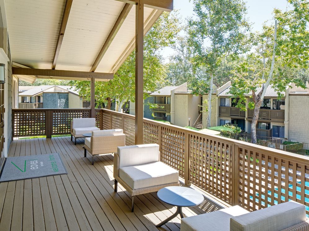 Outdoor terrace with lounge seating