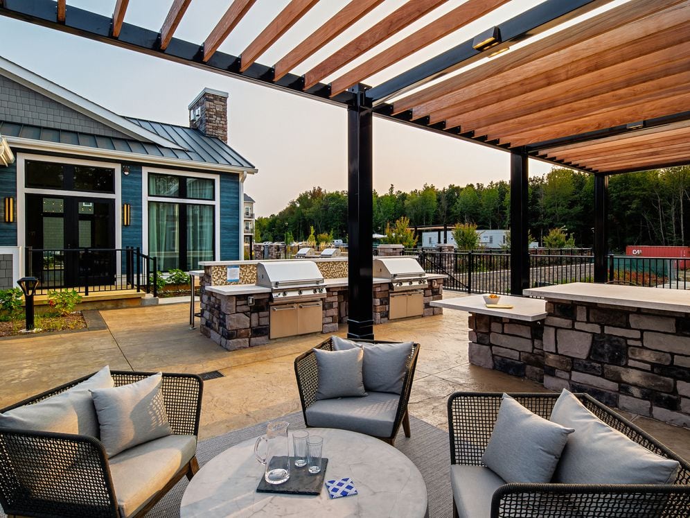 Grilling stations and dining areas