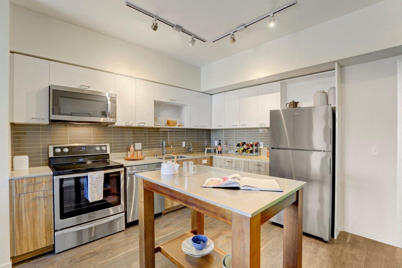 Sparc Apartments Model Kitchen and Island