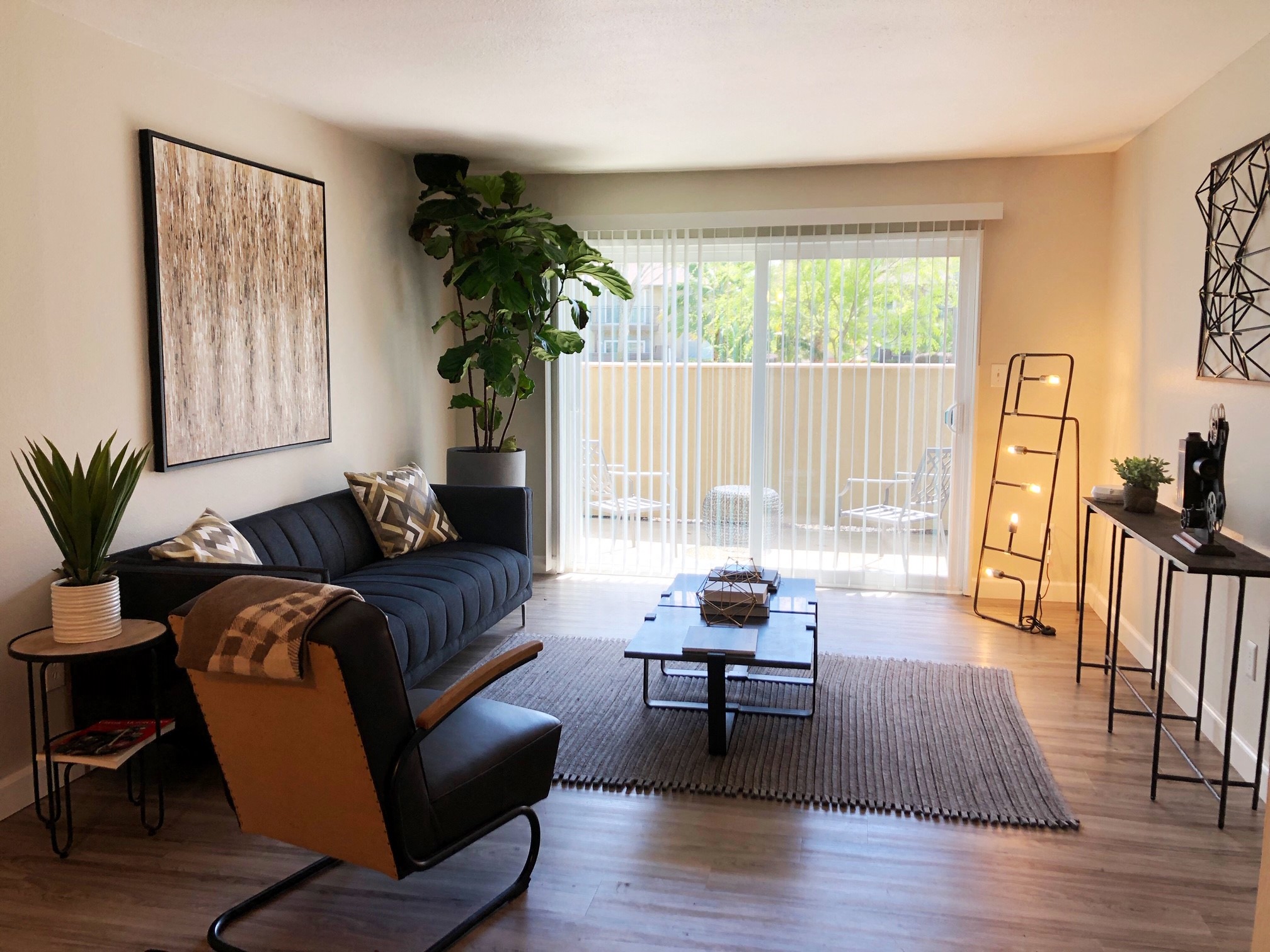 98Hundred Apartments Model Living Room and Patio Door