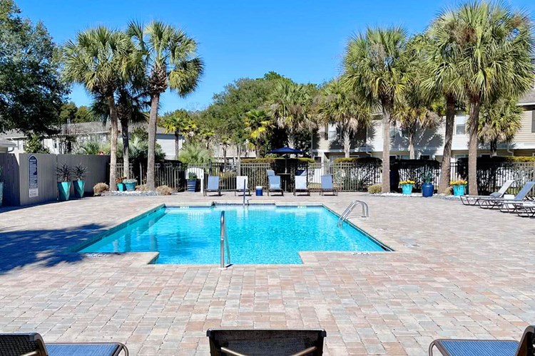 Take a dip in our sparkling swimming pool, complete with poolside loungers and cabana. We are excited to offer in-person tours while following social distancing and we encourage all visitors to wear a face covering.