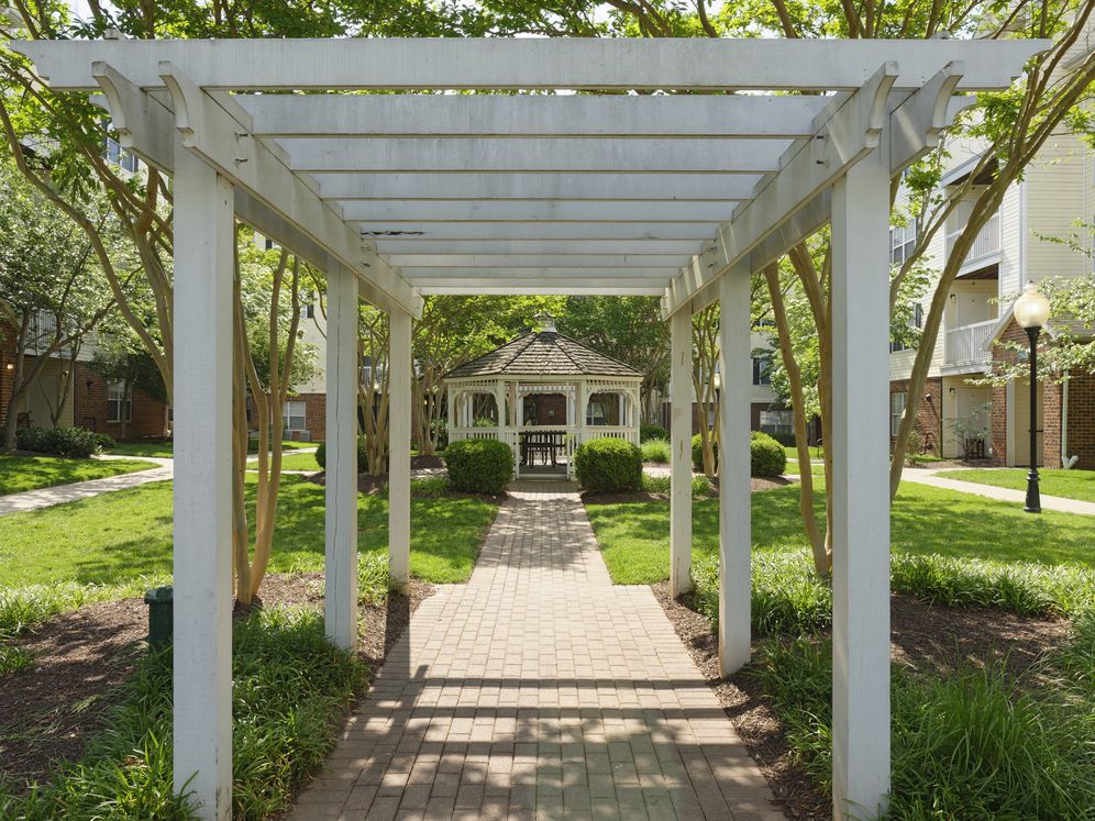Landscaped courtyard with community walkway