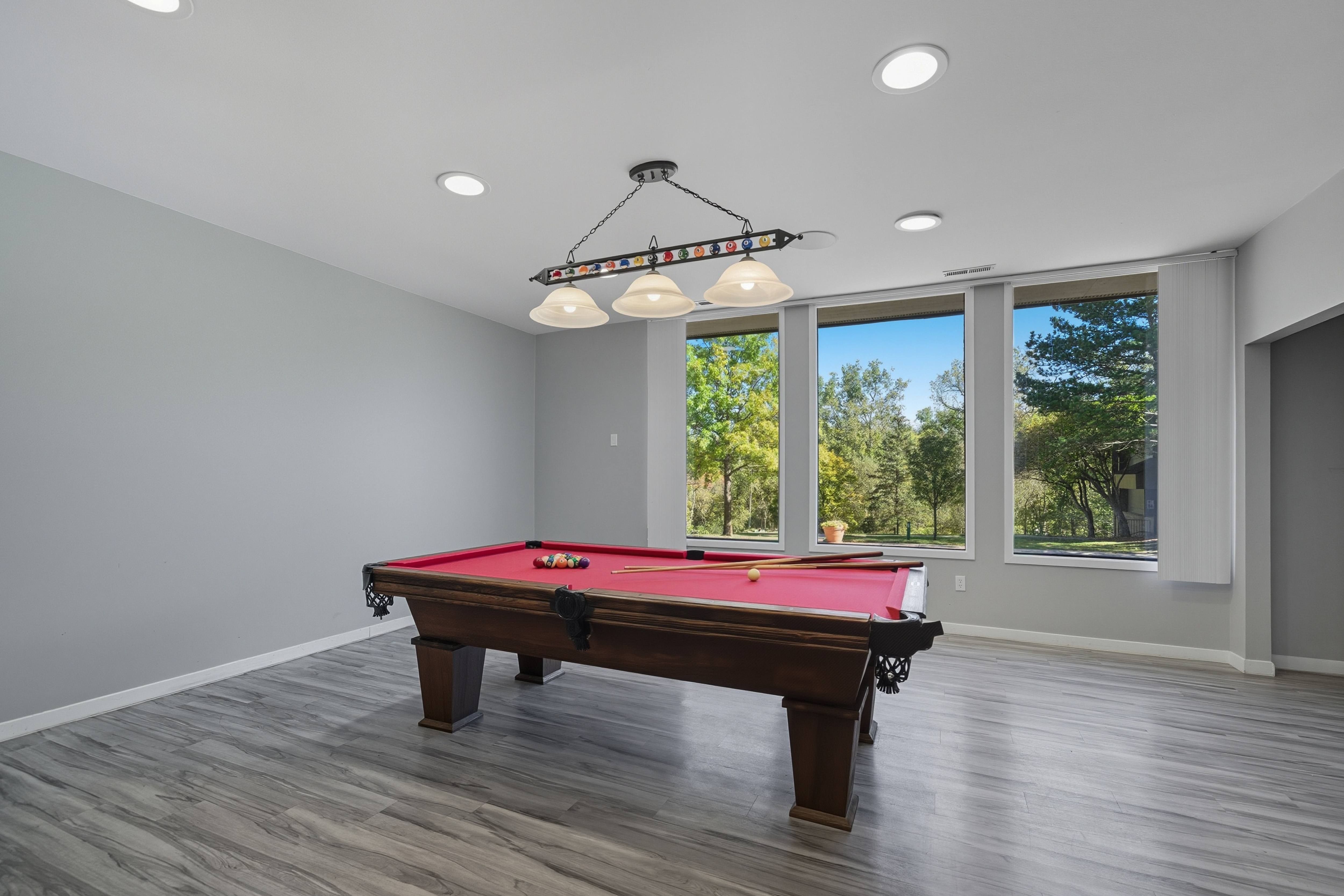 Billiards room at Franklin River Apartments in Southfield