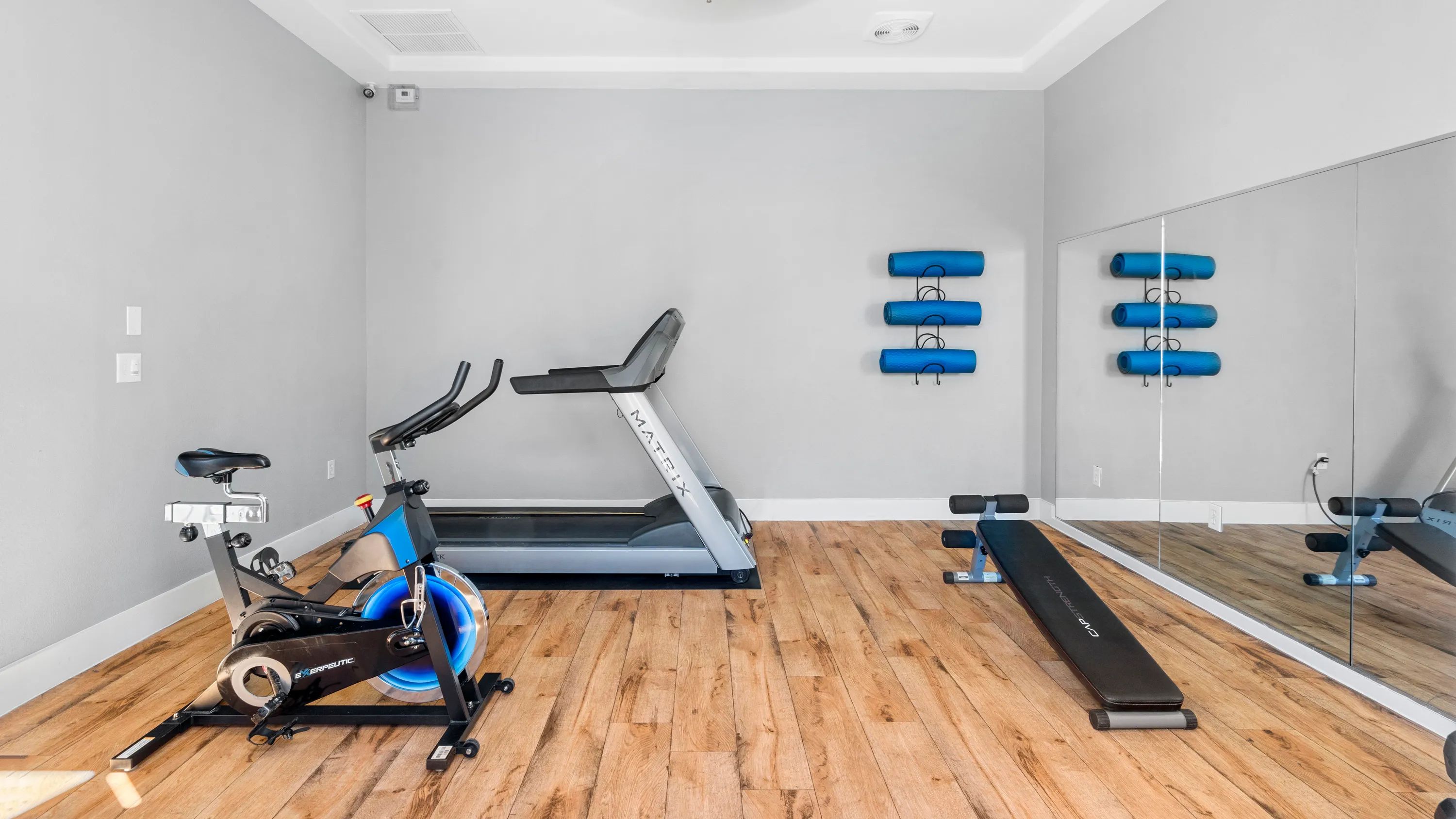 Our fitness center offers cardio equipment for heart-pumping workouts. 