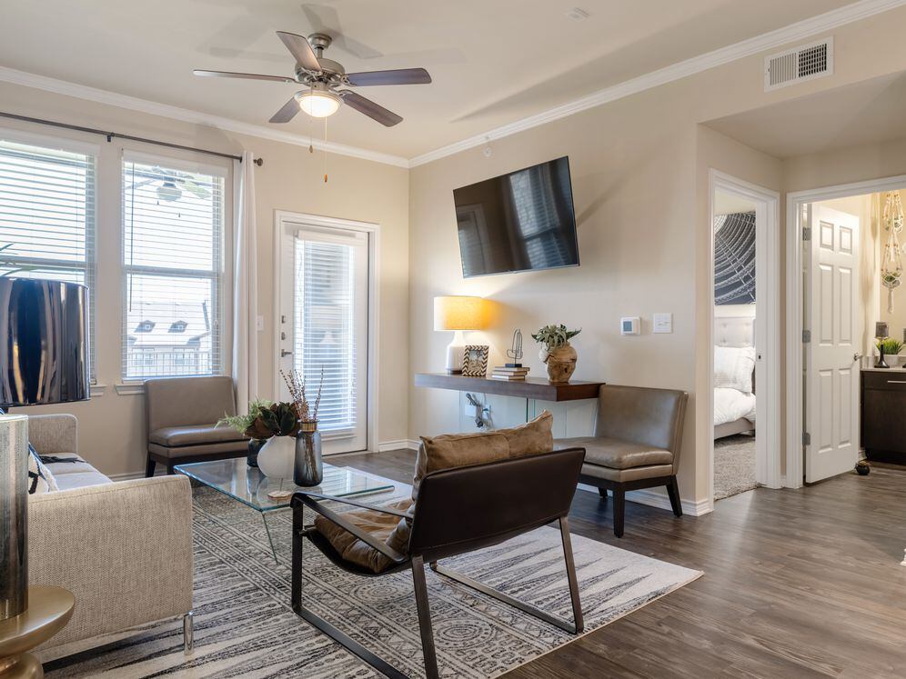 Living room with hard surface flooring