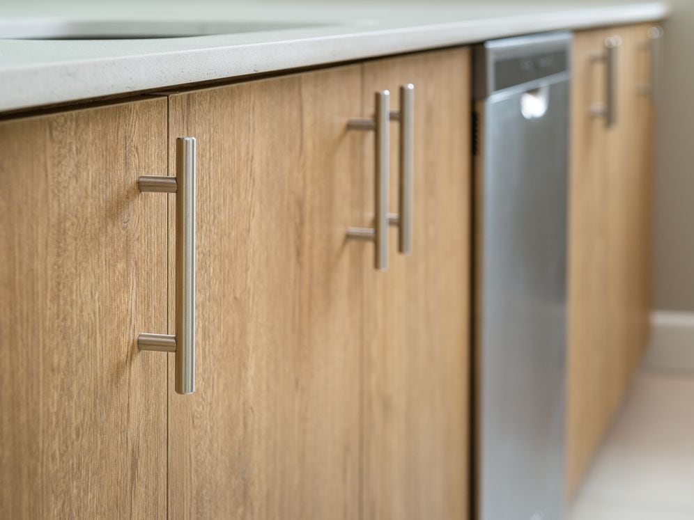 Stainless steel appliances and modern fixtures