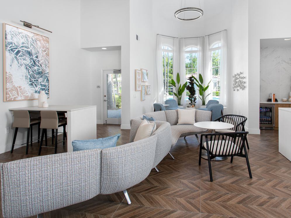 Resident lounge and leasing area with lounge seating