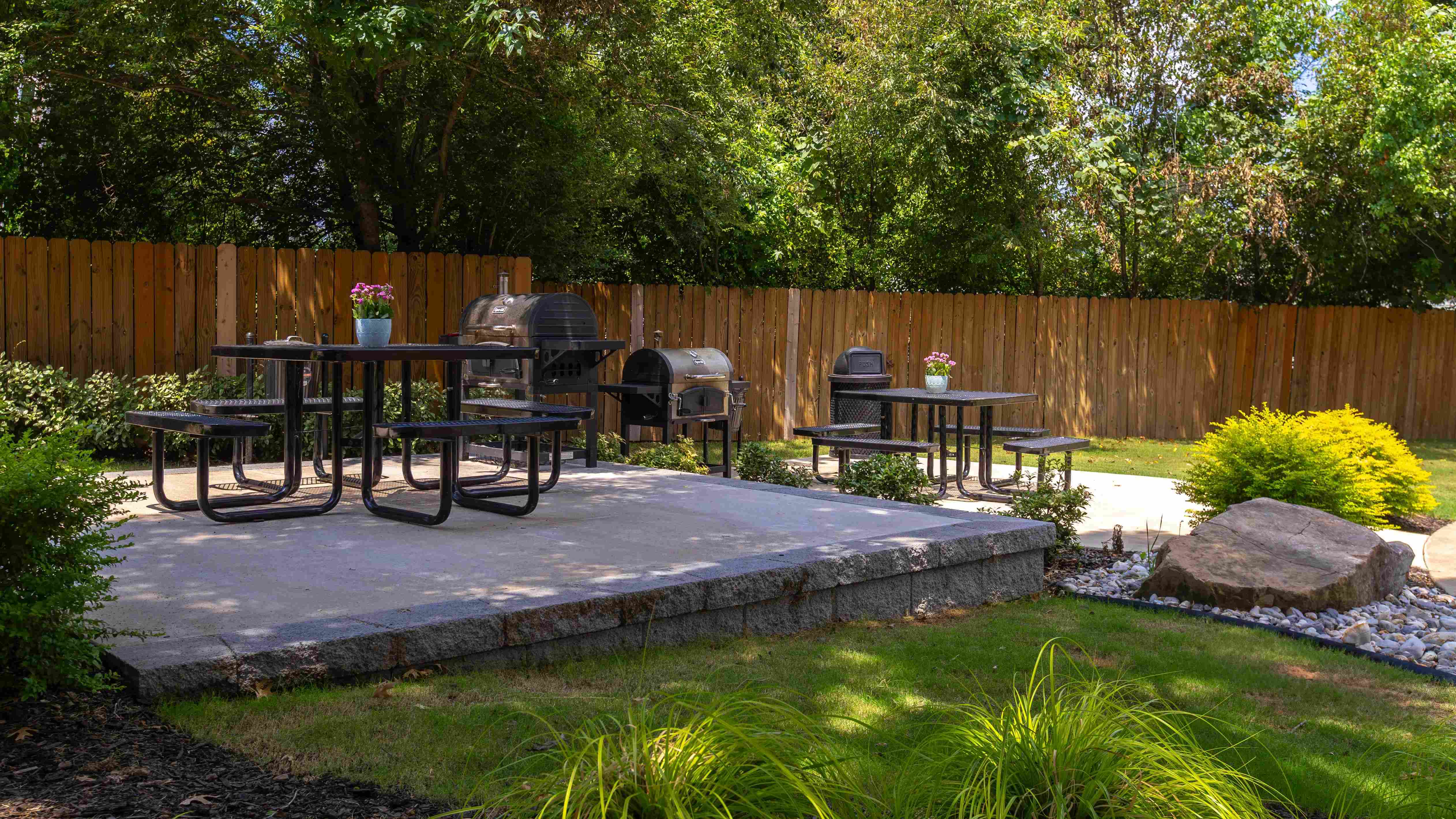 Host a BBQ or enjoy a picnic in our charming picnic area featuring grills and picnic tables.