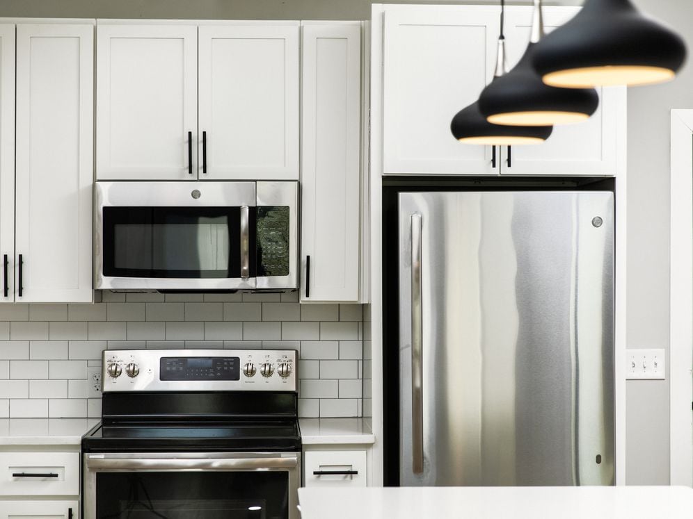 Kitchen with stainless steel appliances