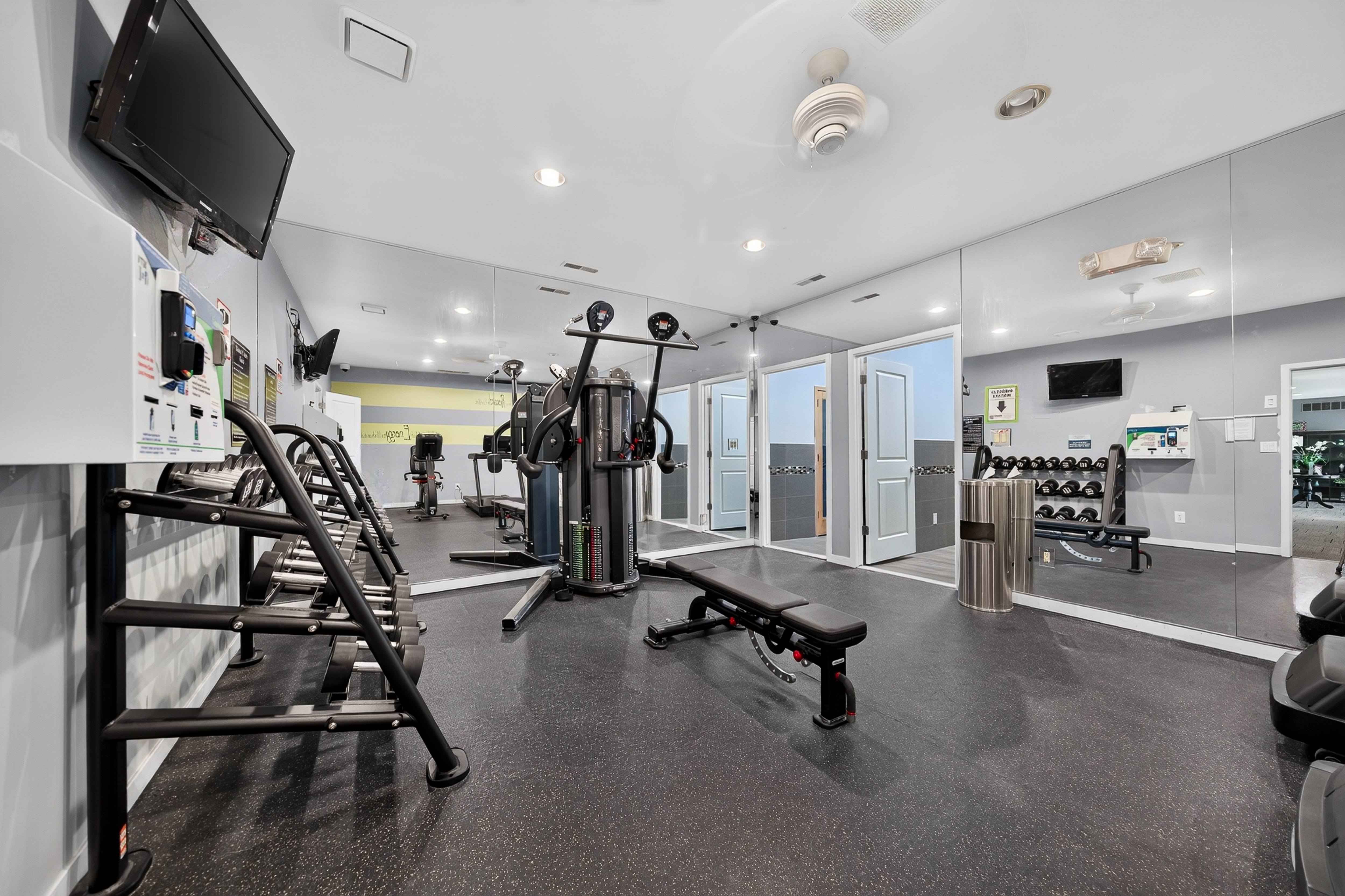 24-hour fitness center at Eastwood Village Apartments in Clinton Township, MI.