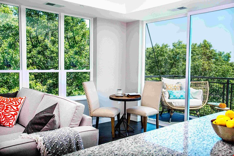 Two-Bedroom Apartment Living Room and Balcony