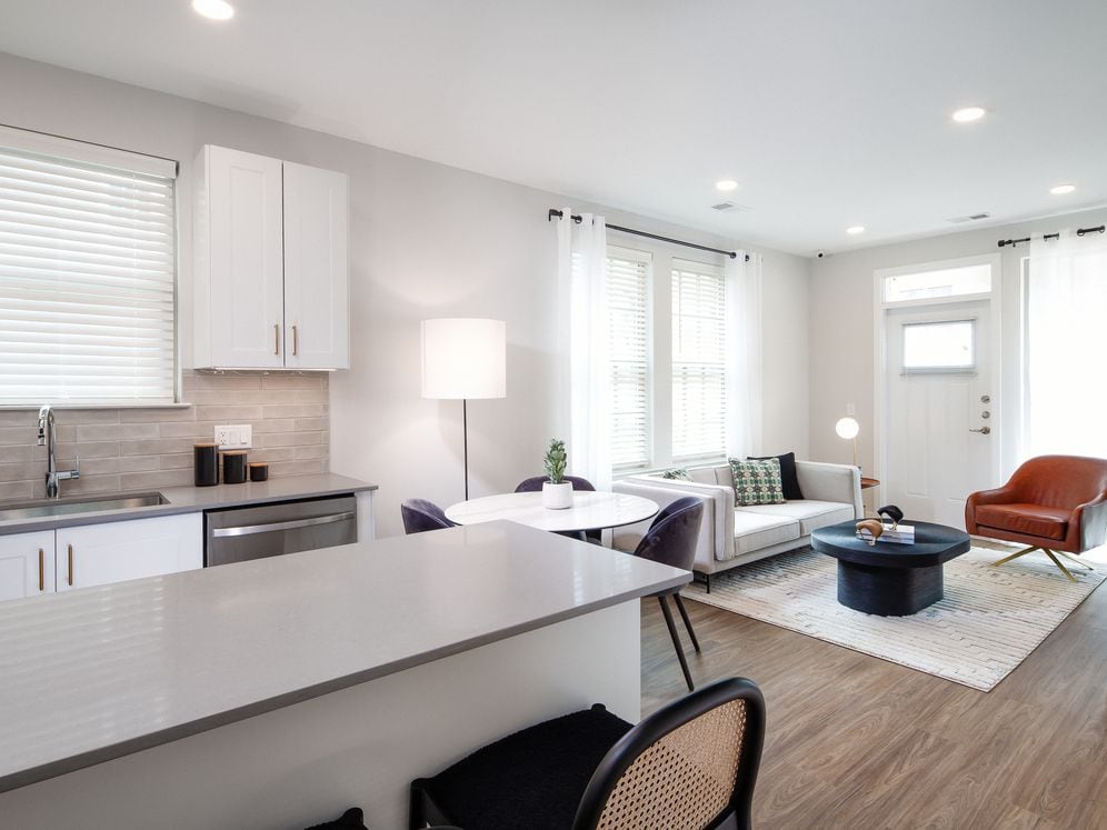 Design Collection II (South Building) Kitchen, living, and dining areas with hard surface flooring