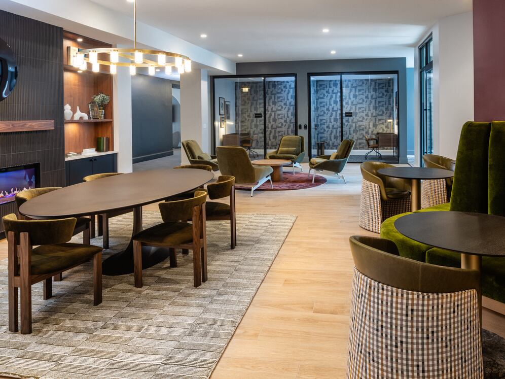 Building 100 Work lounge with multiple seating areas