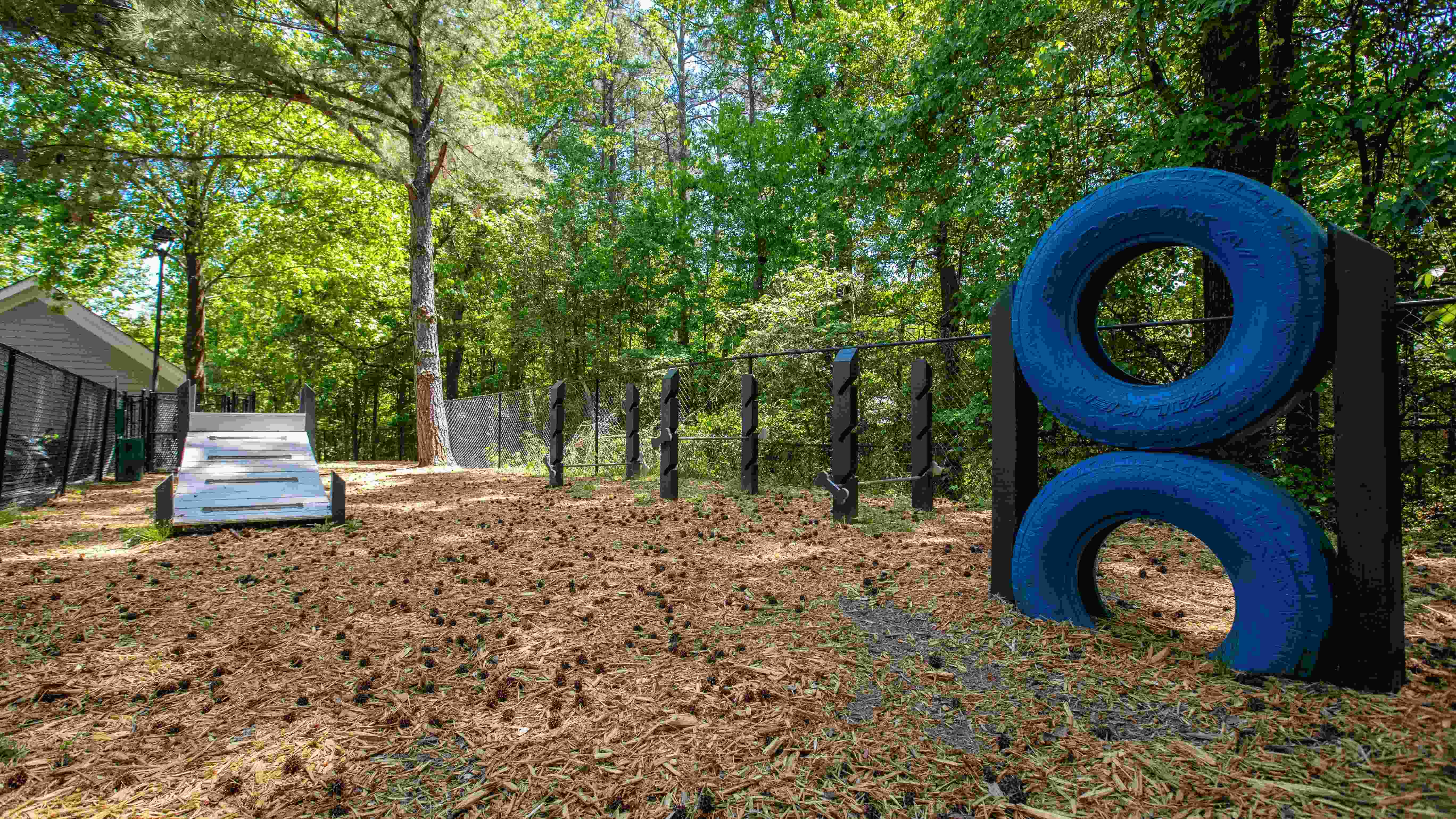 Unleash joy for your four-legged companion in our vibrant off-leash dog park, brimming with playful agility features. 