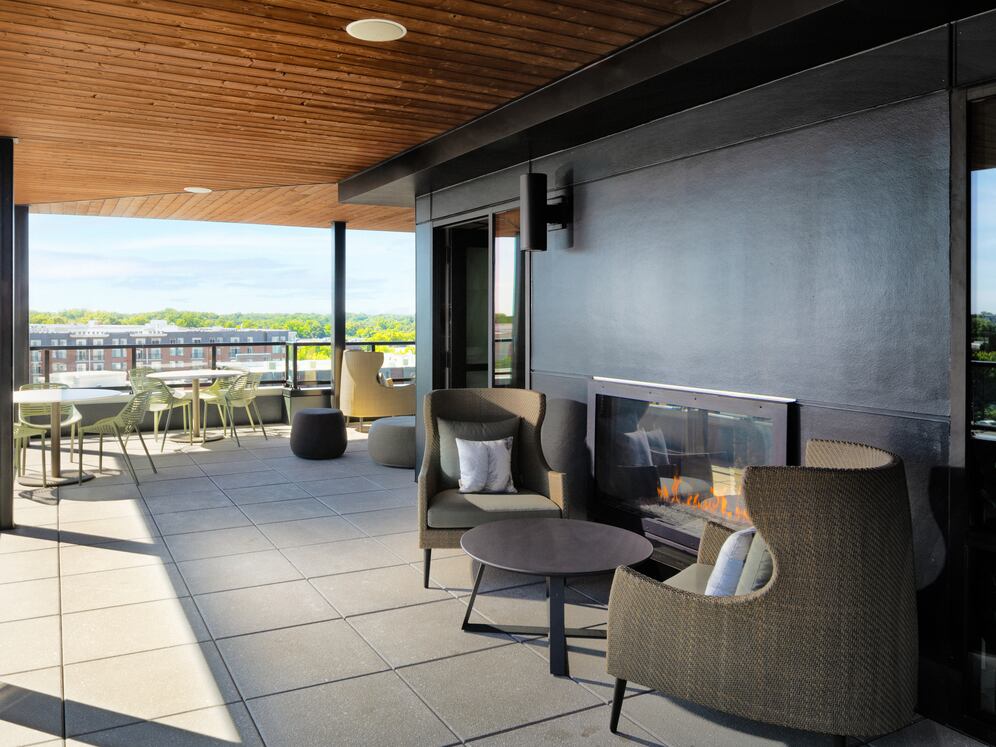 Rooftop resident lounge with outdoor terrace