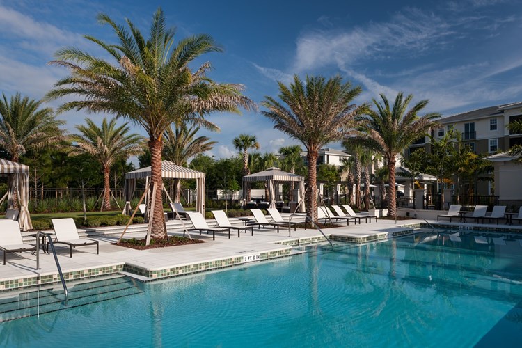 Pool with cabanas