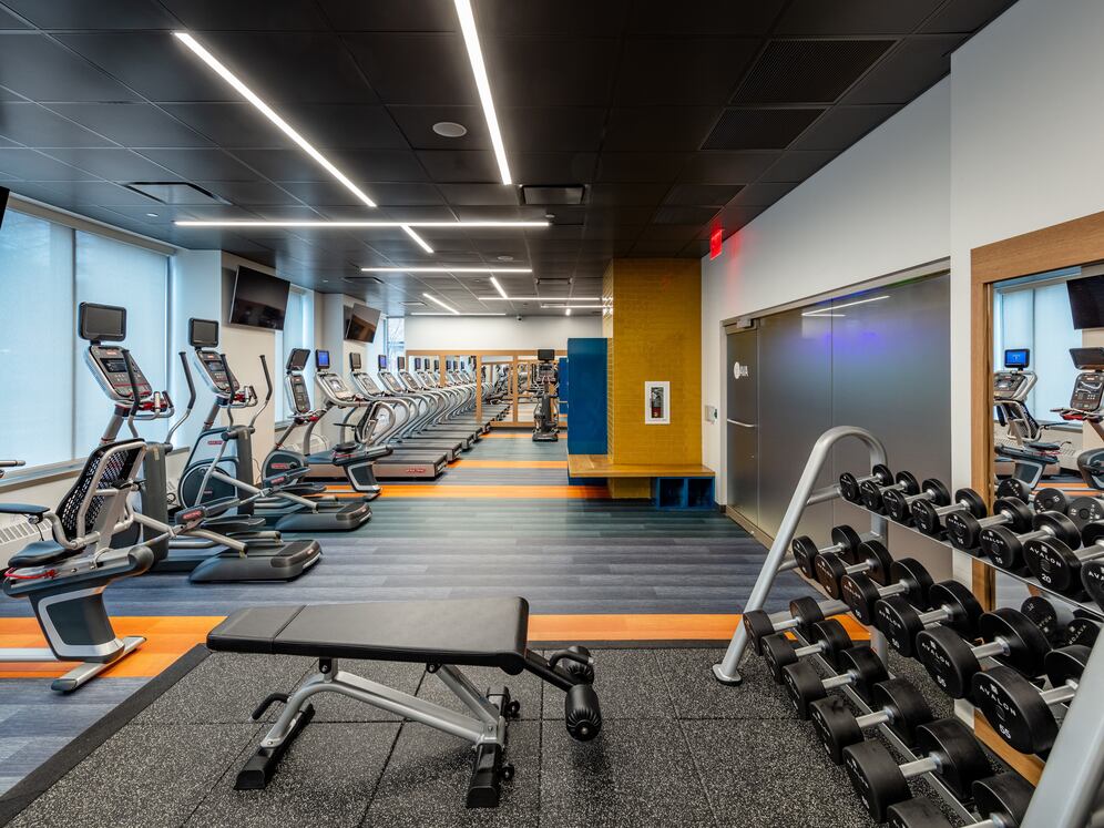 Fitness center with free weights