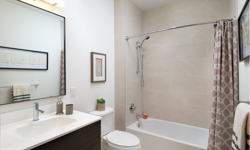 Main bathroom (1br homes); 2nd bath (2br homes)