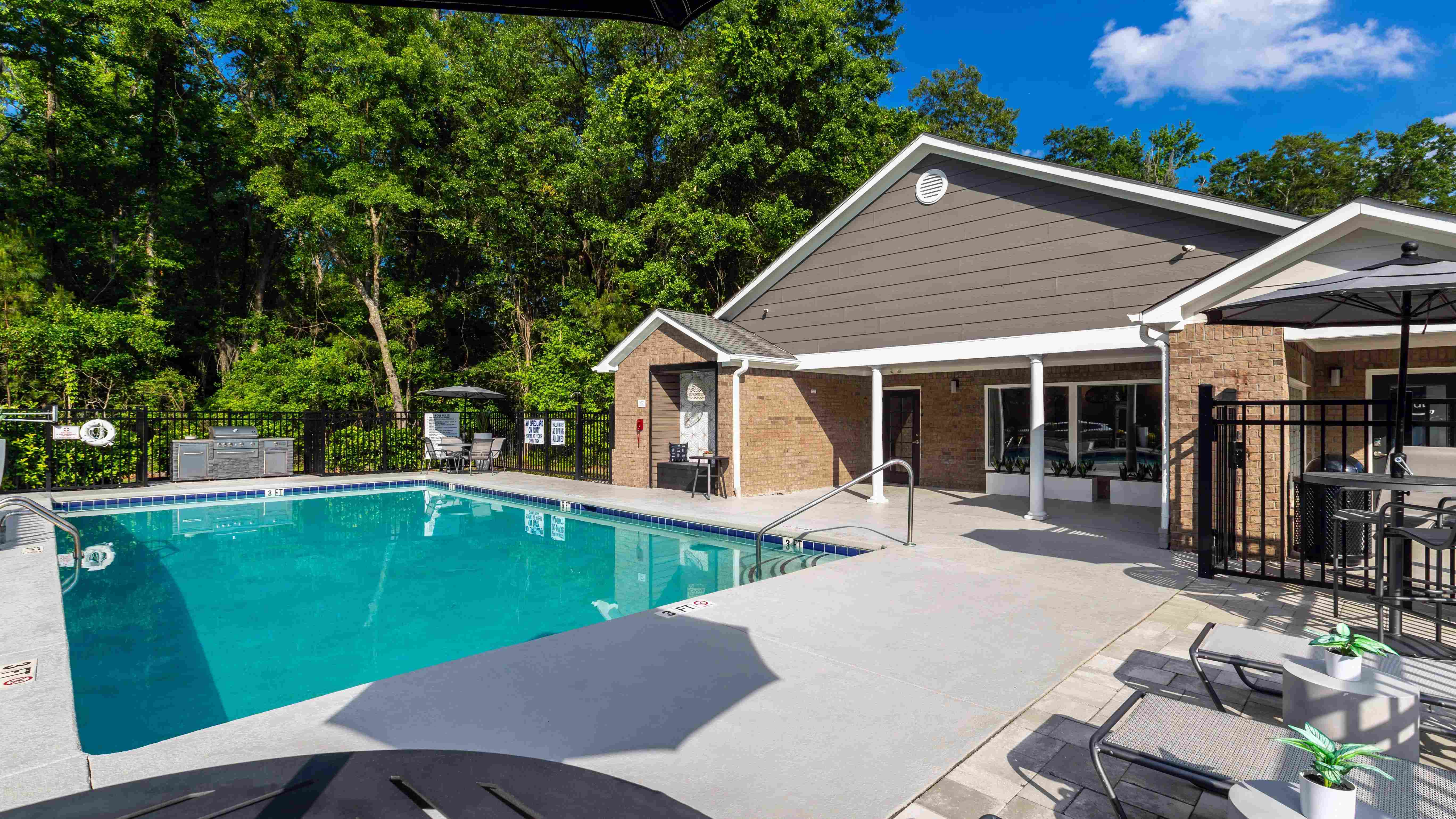 Take a dip or lounge poolside at our resort-style pool deck!