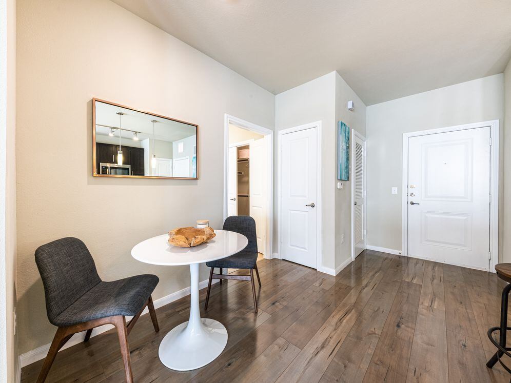 Dining area with hard surface flooring