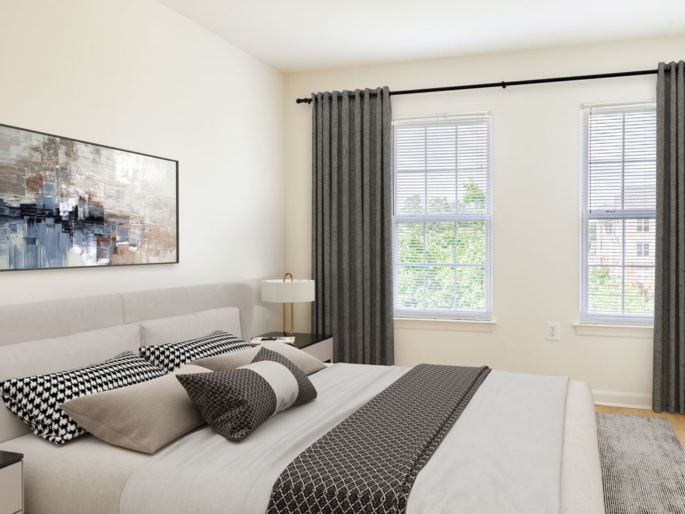 Bedroom with hard surface flooring