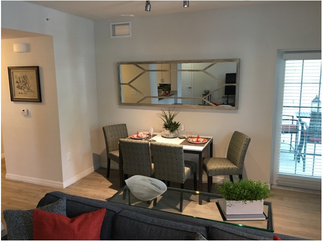 Dining area of one bedroom floorplan