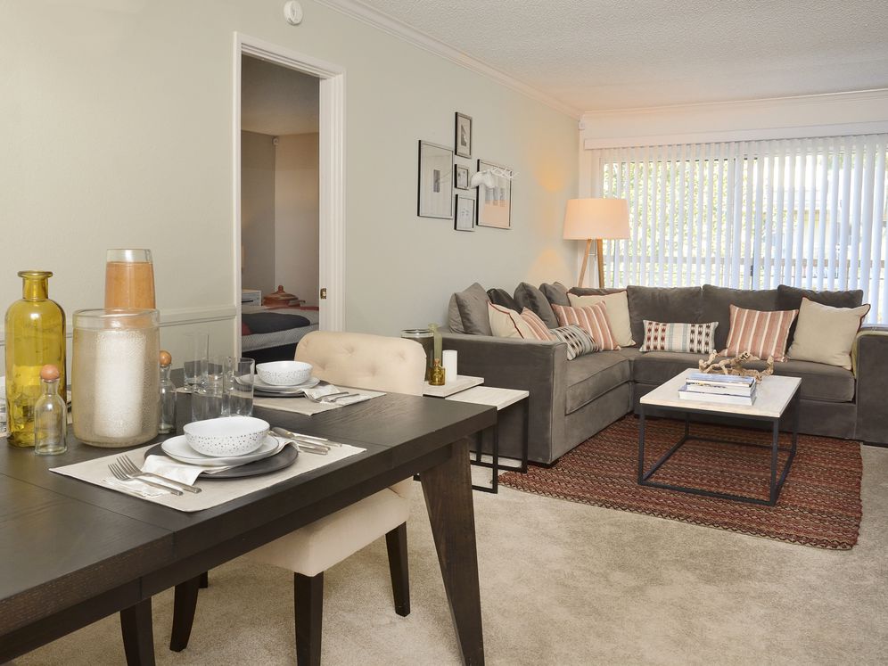 Classic Package I living and dining area with carpet