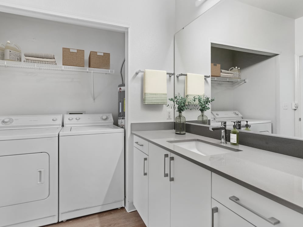 Renovated Package I bath with washer and dryer