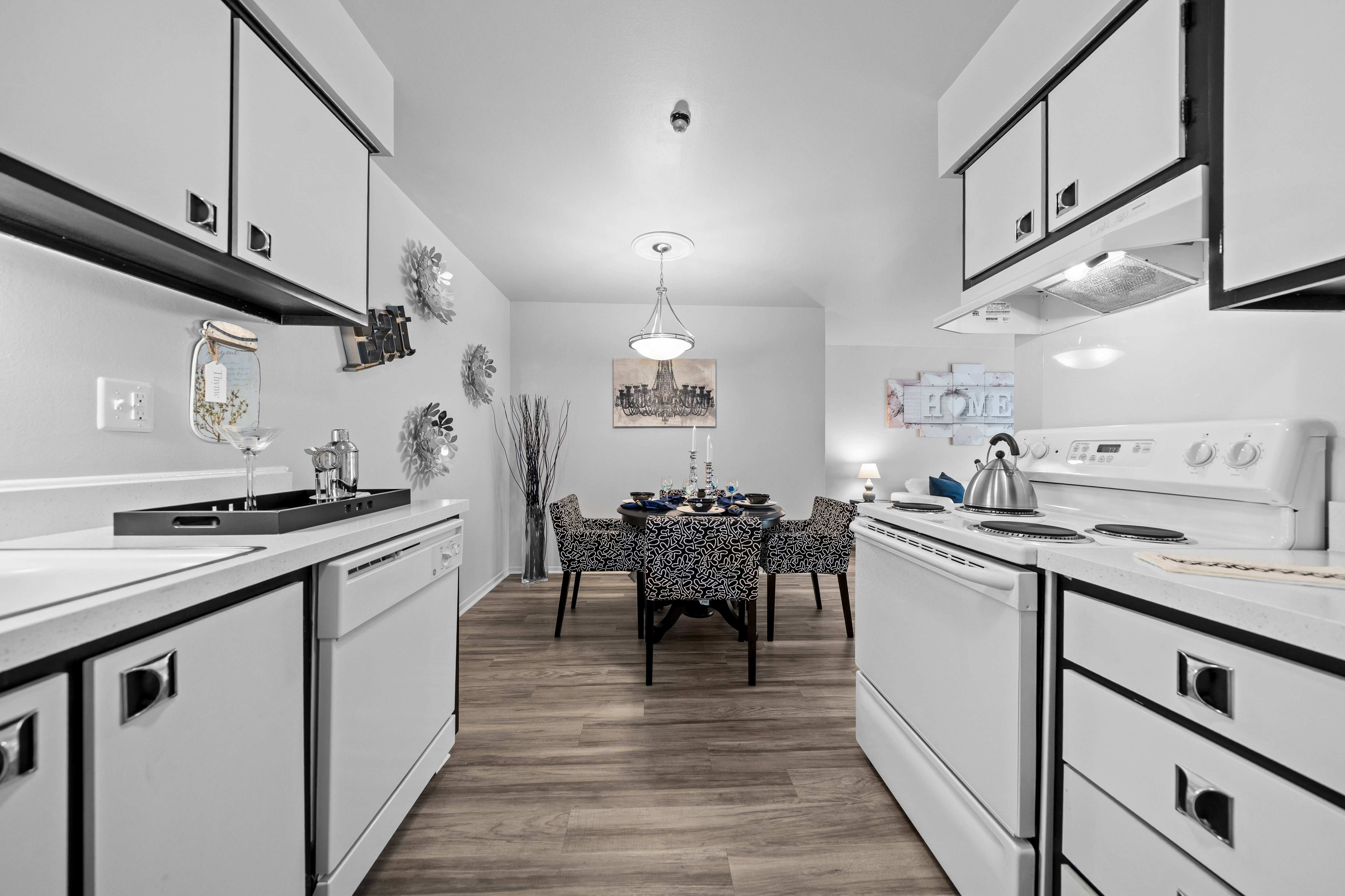 A modern kitchen at Westwood Village Apartments in Westland