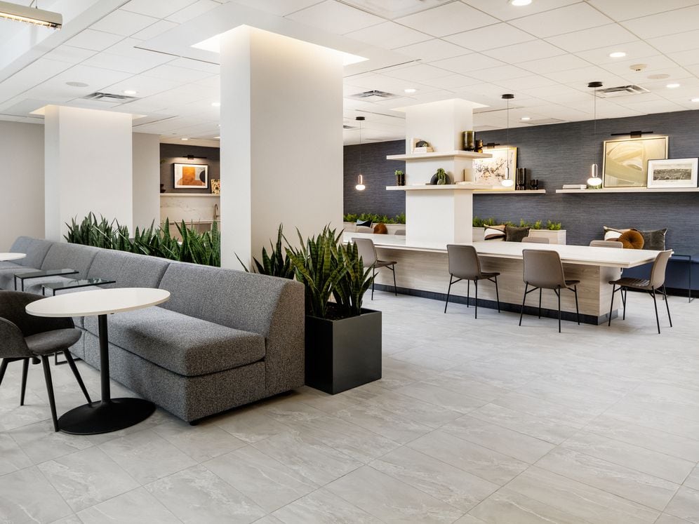 Resident lounge with multiple seating areas