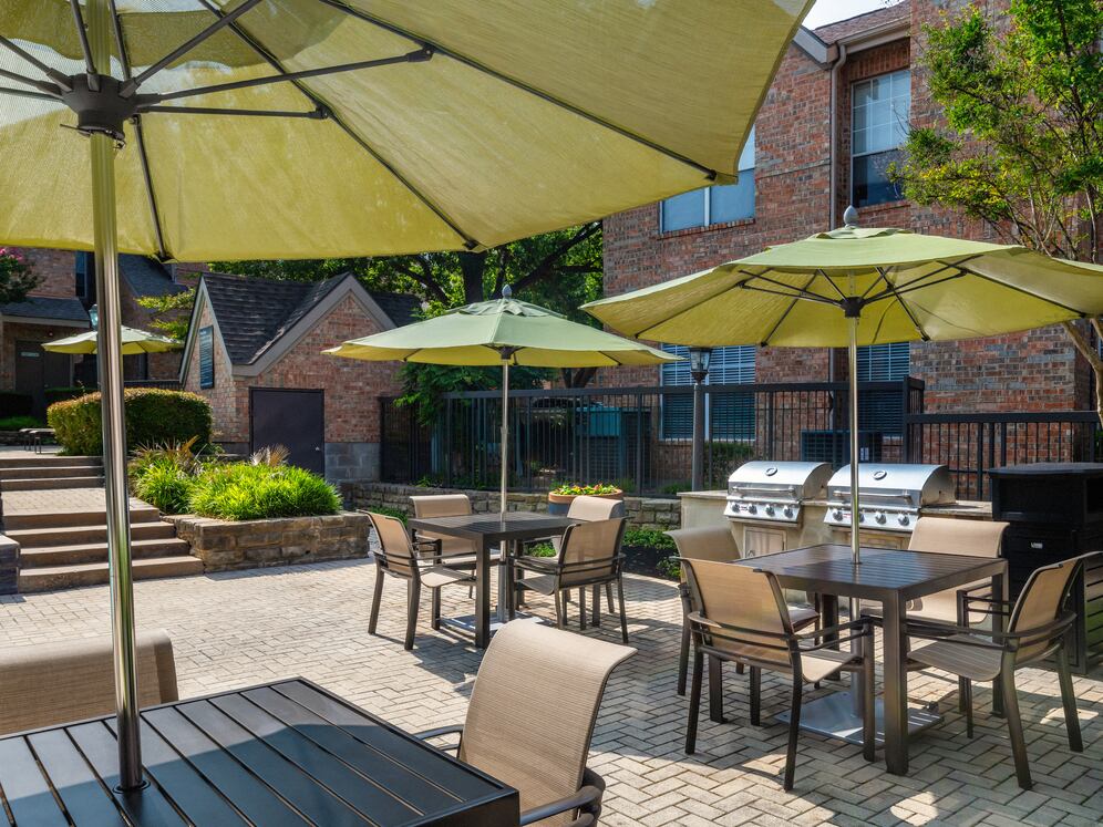 BBQ grills and picnic tables