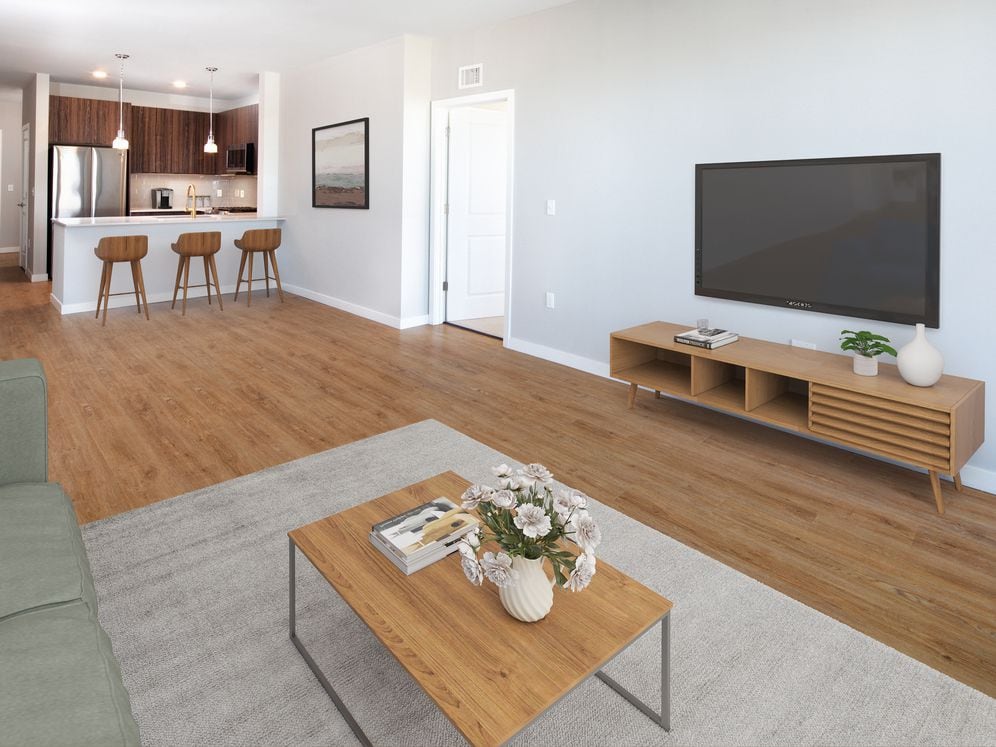 Finish Scheme 2 kitchen, living room, and dining area