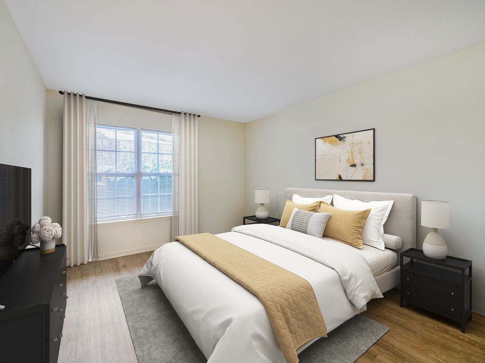 Bedroom with hard surface flooring