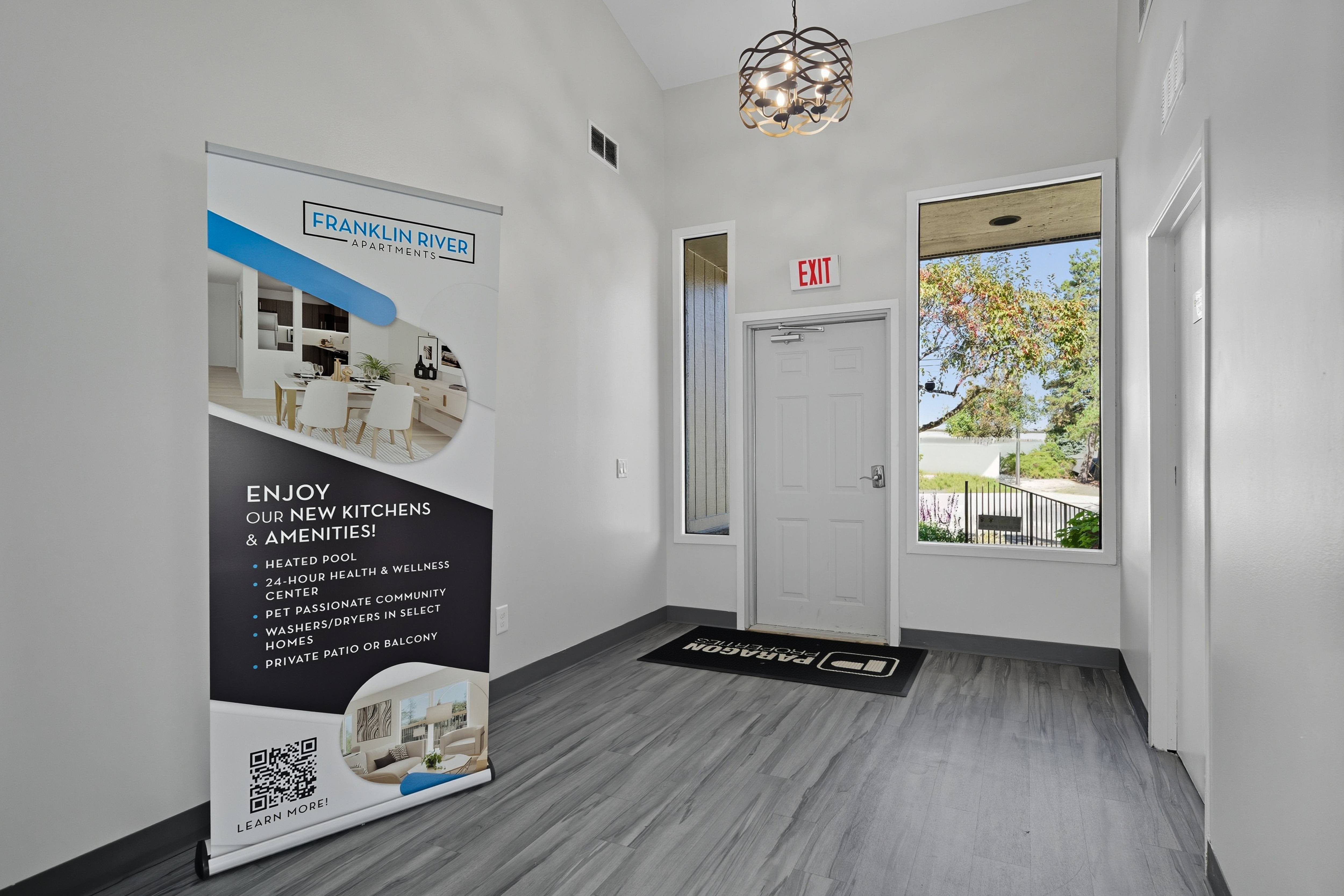 Entryway of clubhouse at Franklin River Apartments in Southfield, MI