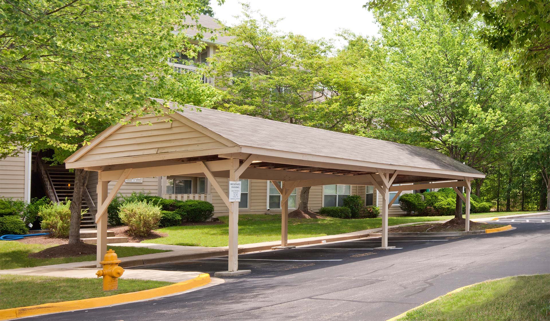 Covered parking and car care center available to residents