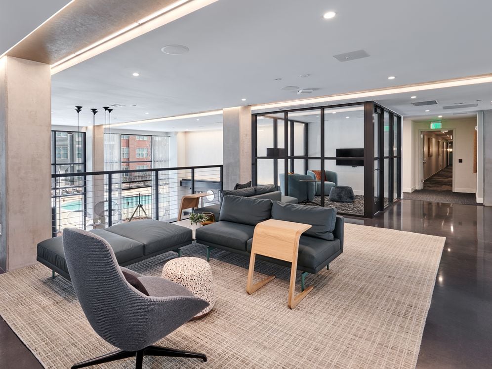 Resident lounge with multiple seating areas