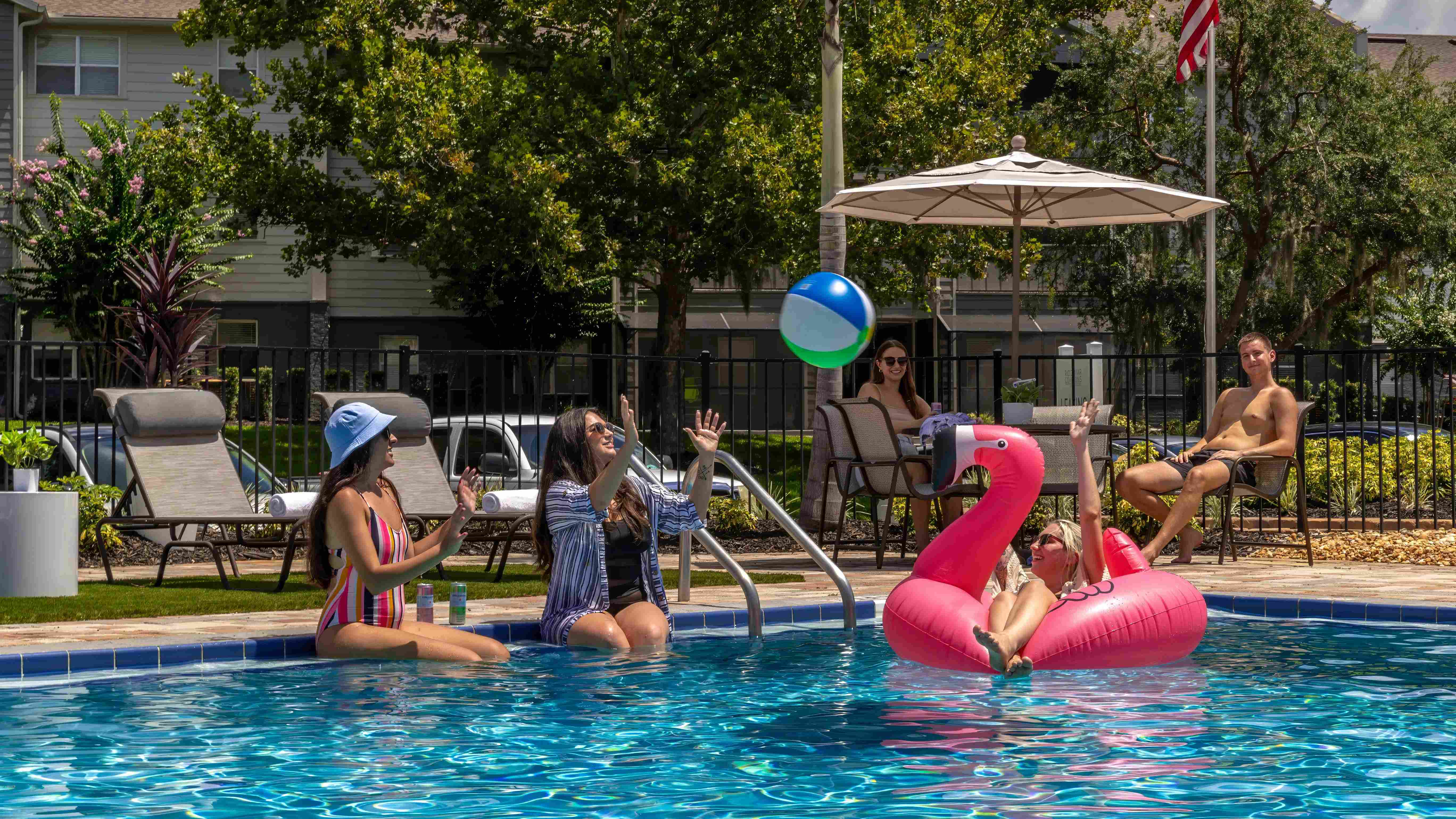 Dive into joy with friends and family at our sparkling swimming pool. 