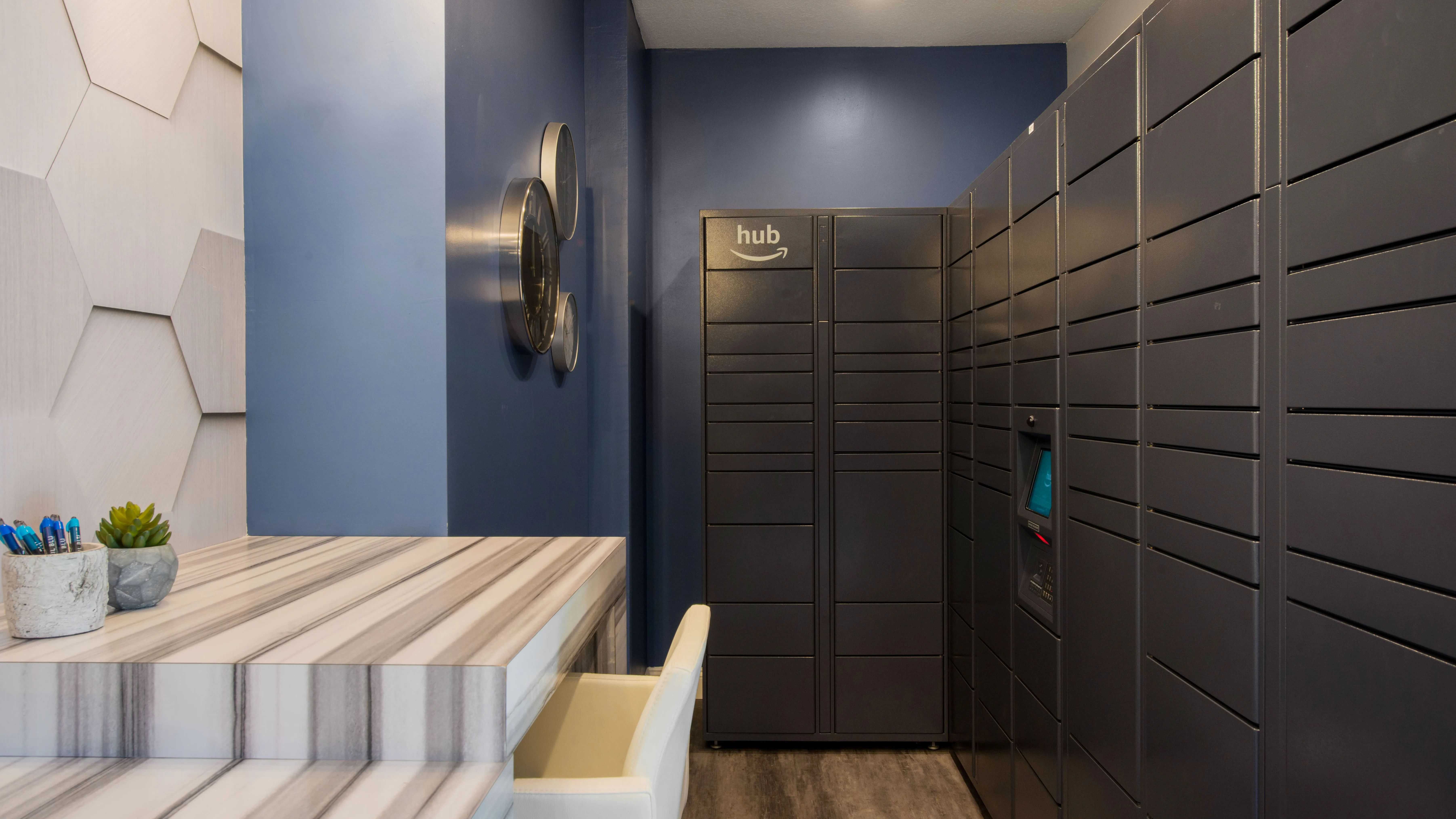 Embrace convenience with our Amazon Hub Package Lockers, making package retrieval effortless and giving you peace of mind.  