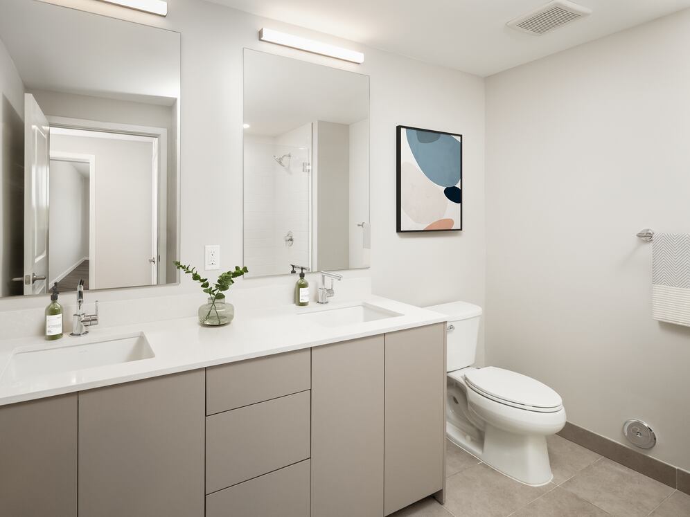 Upgrade Collection I One-bedroom apartment primary bath with double-sink vanity