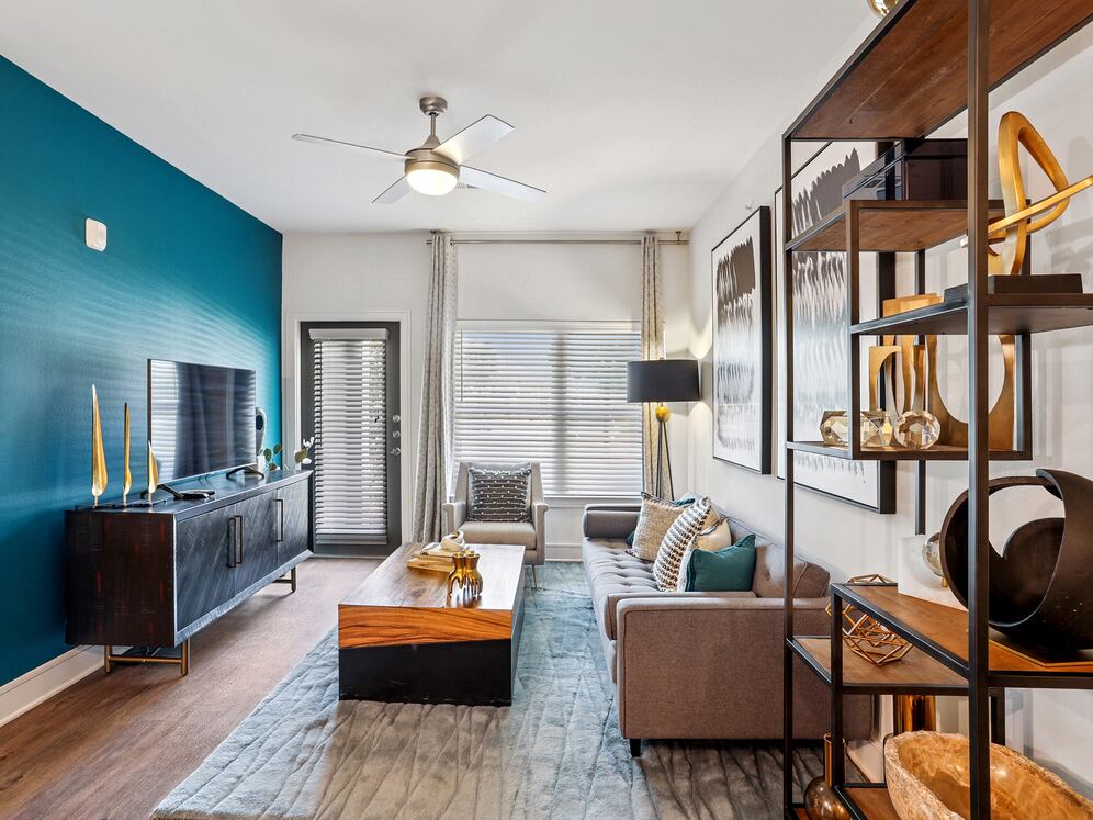 Living room with hard surface flooring