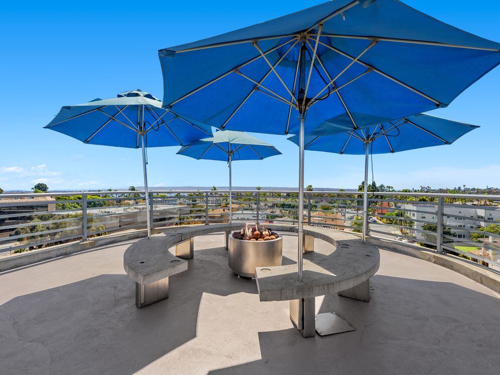 Rooftop deck with firepit