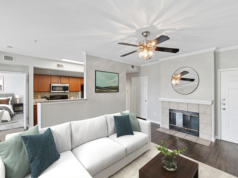 Living room with hard surface flooring