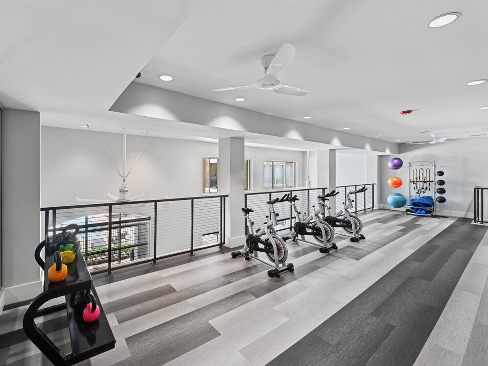 State-of-the-art fitness center with spin bikes