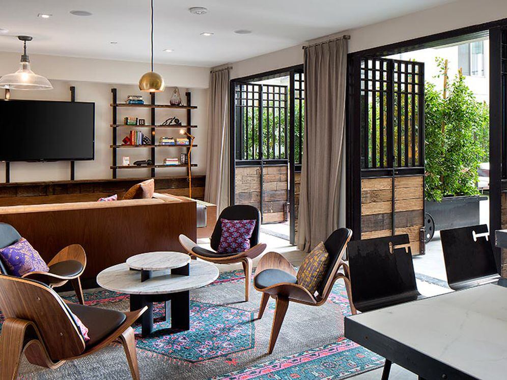 Resident lounge with multiple seating areas