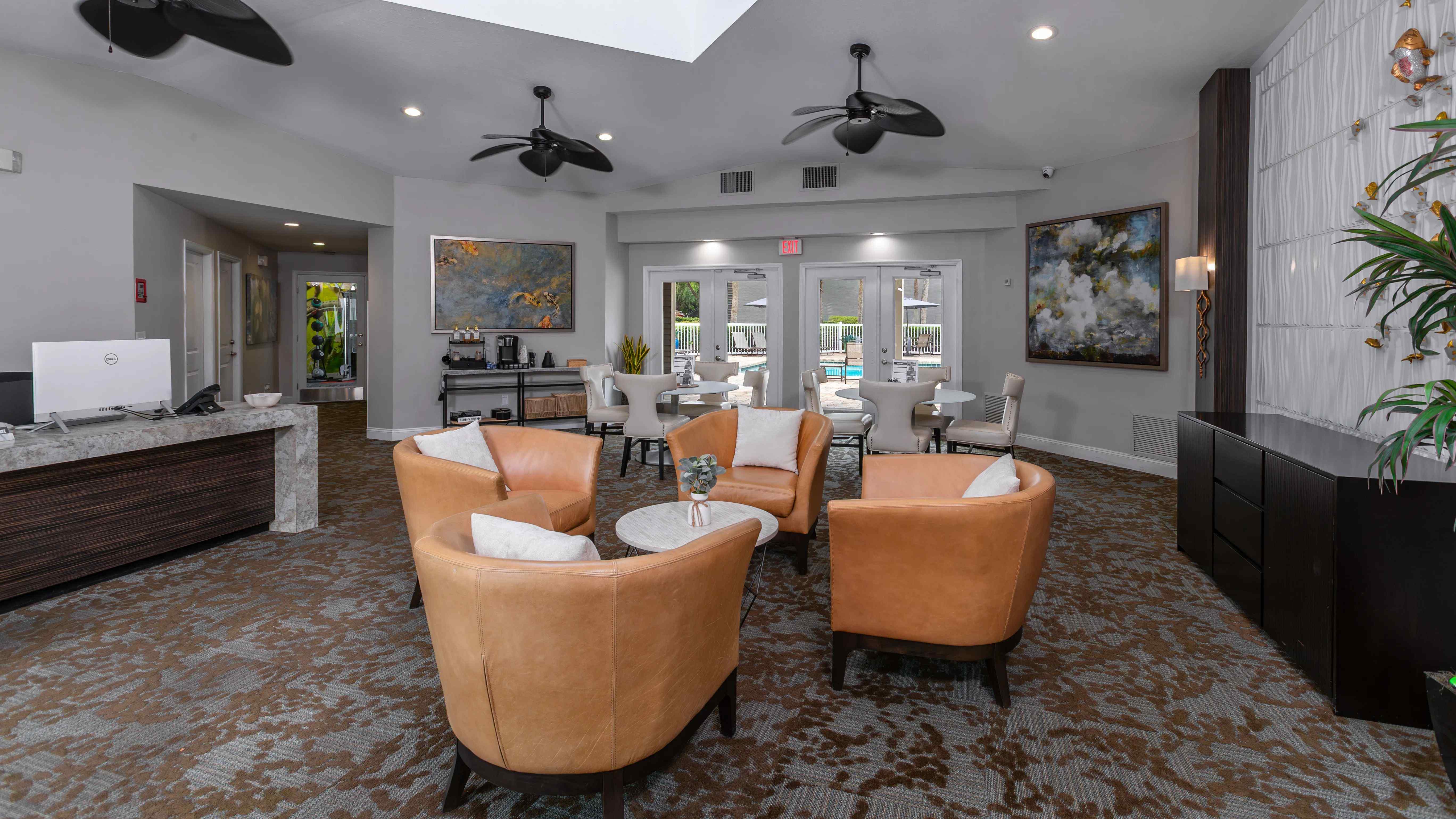 Step inside our beautifully designed leasing office where comfort, convenience, and style greet you at the door—complete with a complimentary coffee station to make you feel right at home.