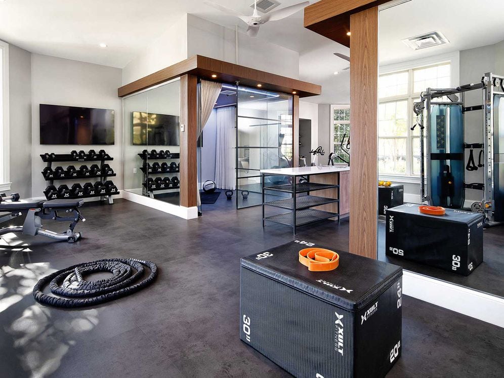 State-of-the-art fitness center  with free weights