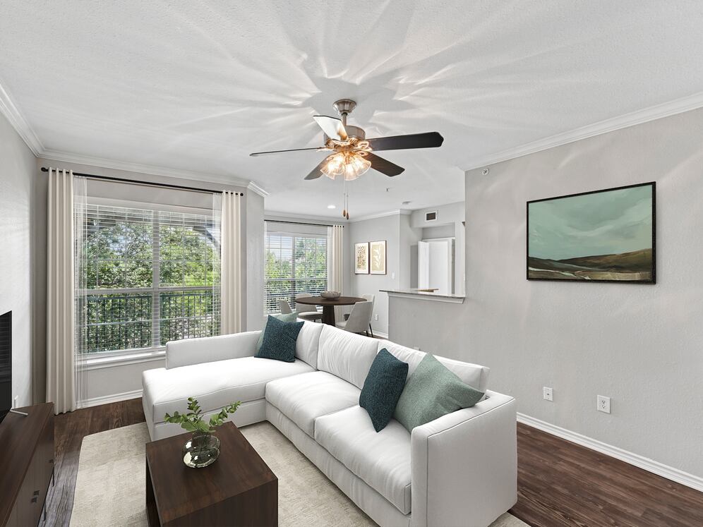 Living room with hard surface flooring