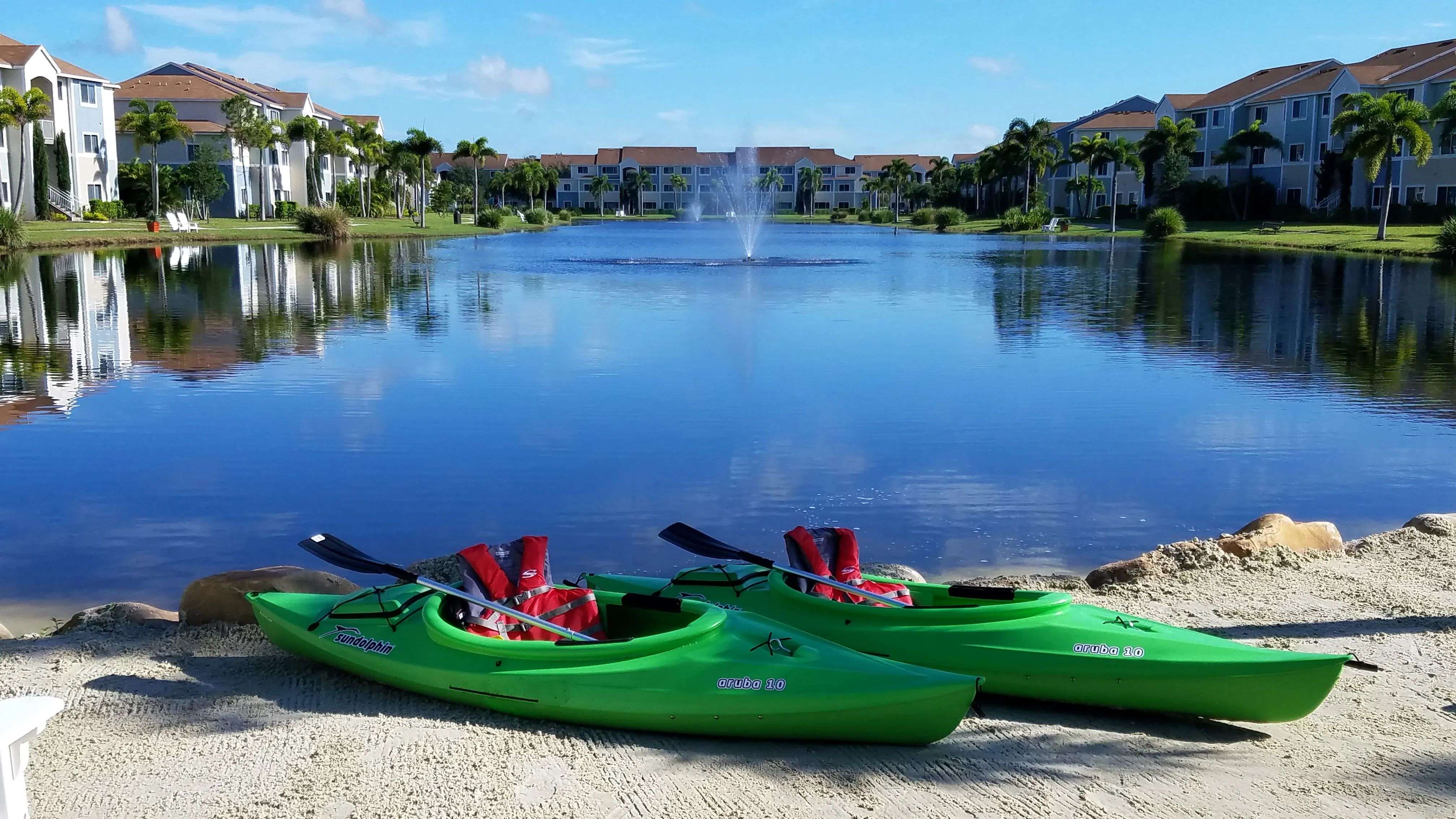 Residents can explore our kayaks for recreational fun and relaxation. Reserve yours today at the leasing office!