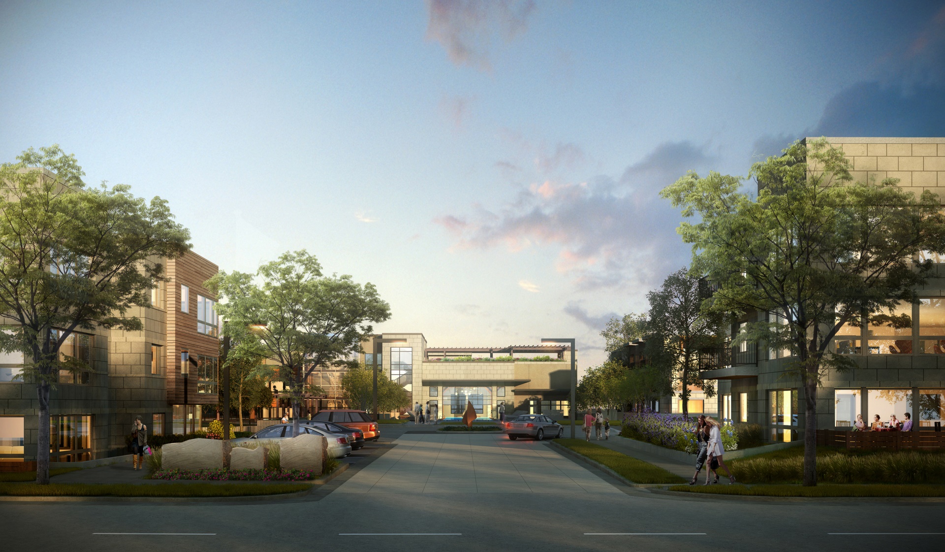 Enjoy the Sculpture Garden, one of ten outdoor rooms at Parc Mosaic